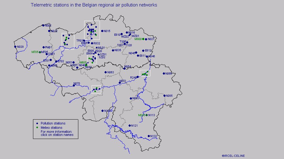 Telemetric stations in Belgian regions