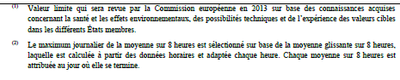 Tableau 1: Aperçu des valeurs limités et valeurs cibles pour les différents polluants selon la directive européenne 2008/50/CE